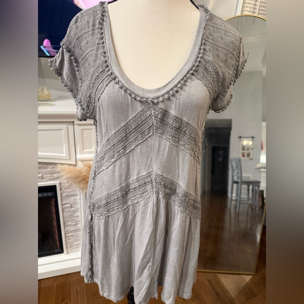 Knox Rose Grey Lace Detail Tunic/ Dress Very Soft